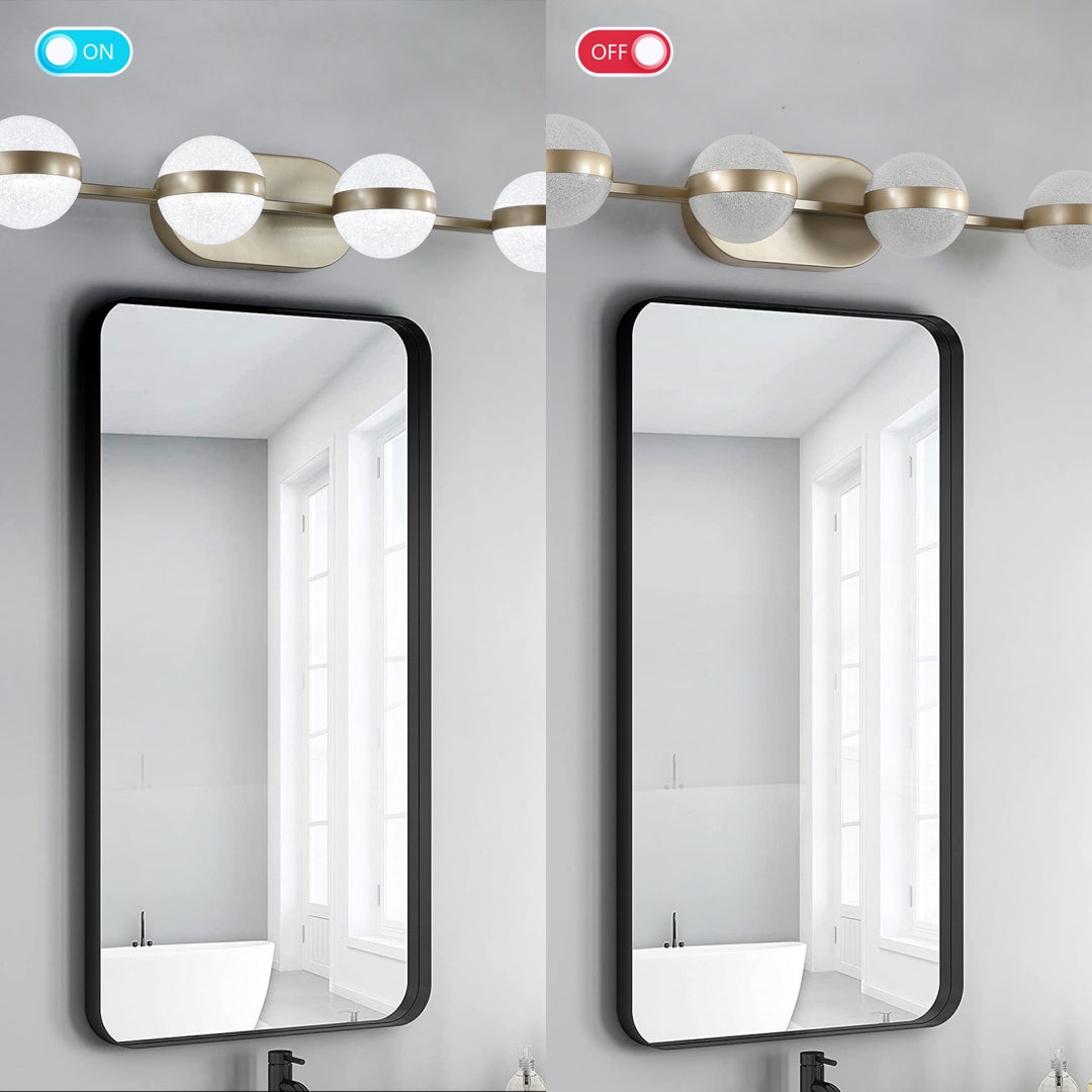 43in Gold Minimalist LED Bathroom Vanity Light With Crystal Sand Acryl