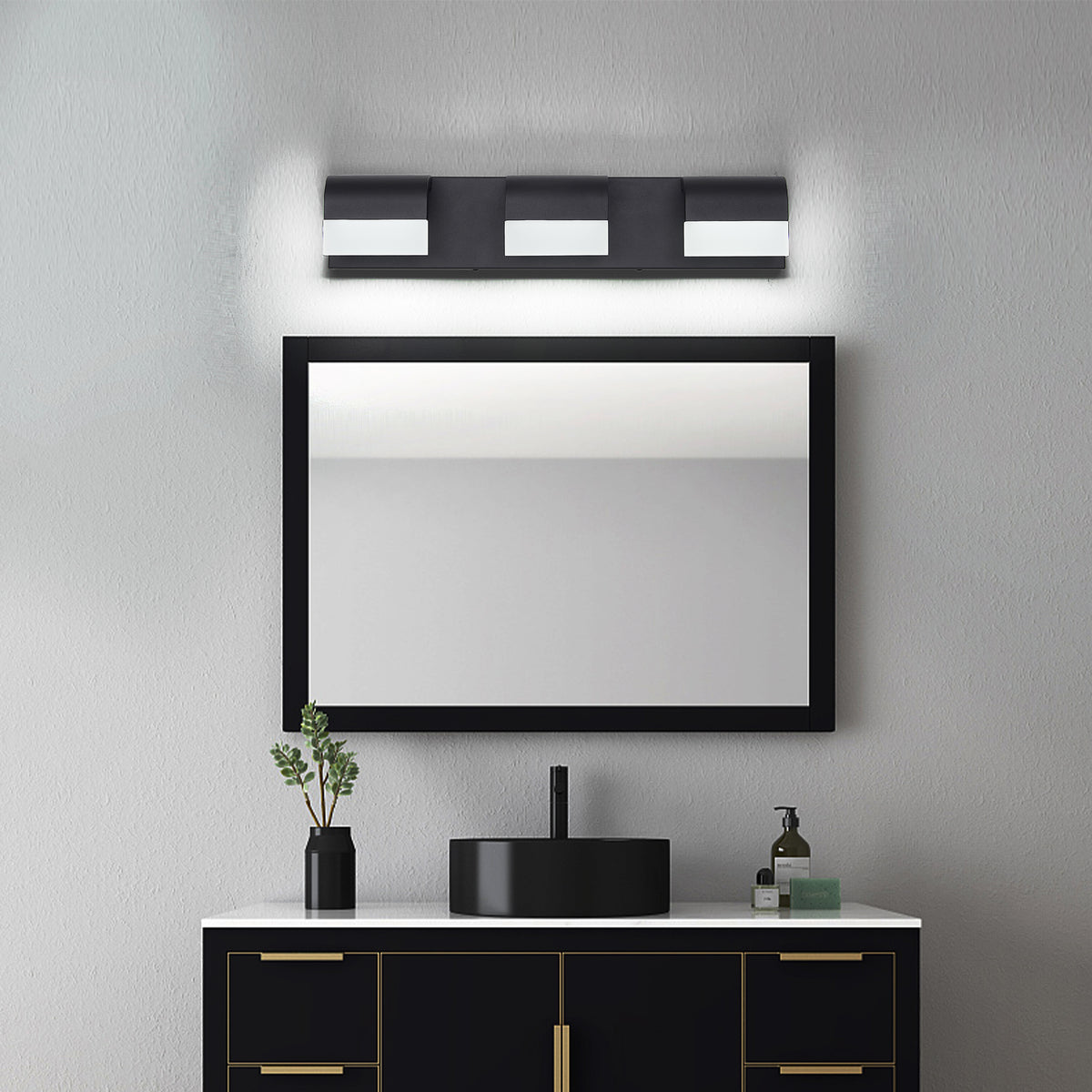 Contemporary LED Vanity Light Fixture, Acrylic Shade, Bathroom Wall Light Over Mirror — detail view 3