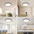Black LED Flush Mount Ceiling Light Fixture, Easy-Install, Set of 4
