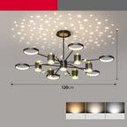 13-Light Star Chandelier, Black Iron, Nordic Style