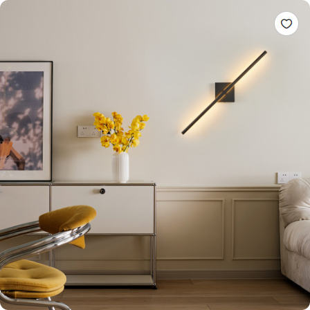 Minimalist LED Wall Sconce, Matte Black, 28 Inch, Set of 2 — detail view