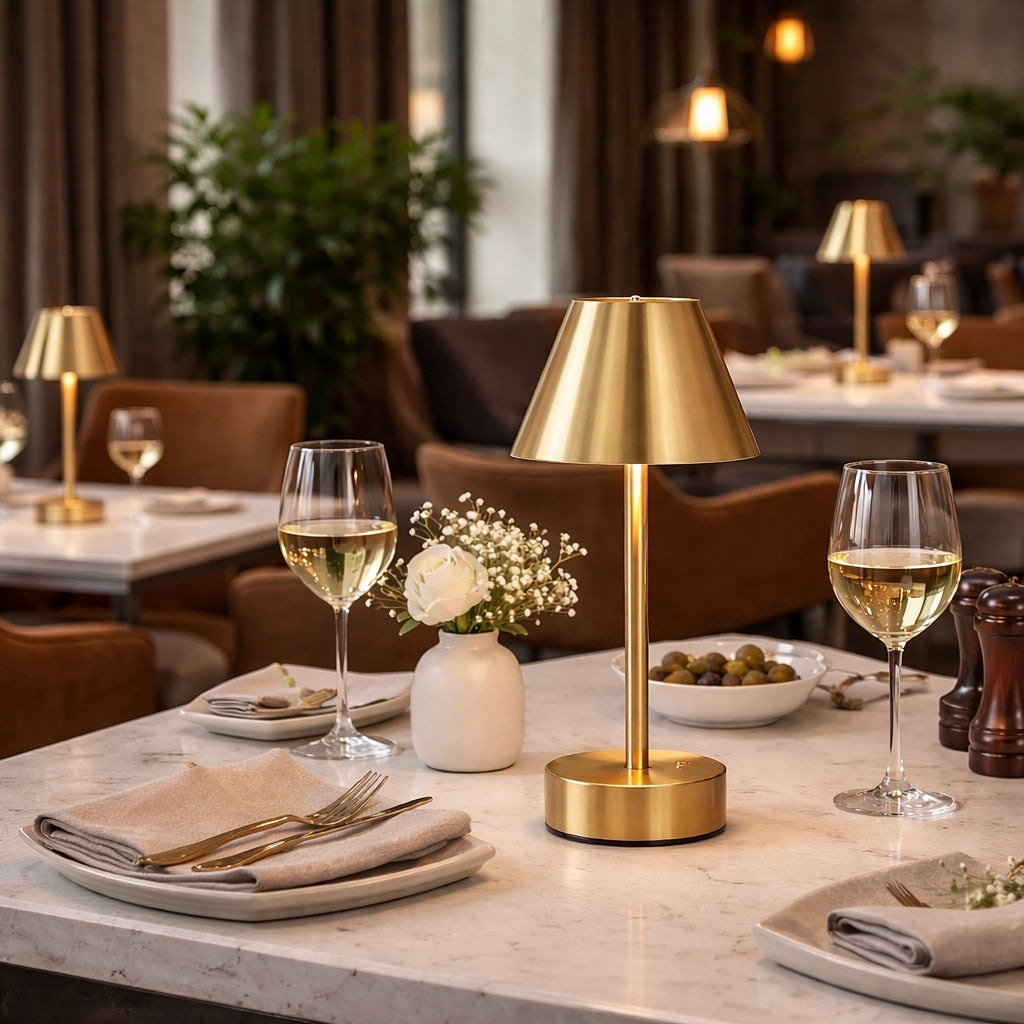 Rechargeable LED Table Lamp, Cordless Touch Switch, Antique Brass, for Bedroom — detail view 2