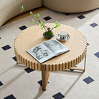 Modern Drum Coffee Table, Natural Ash, 31.5 in Round
