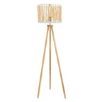 Reading Floor Lamp, Three-Legged Wood Base, Brown Finish