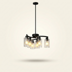 6-Light Modern Farmhouse Black Chandelier on a warm cream background