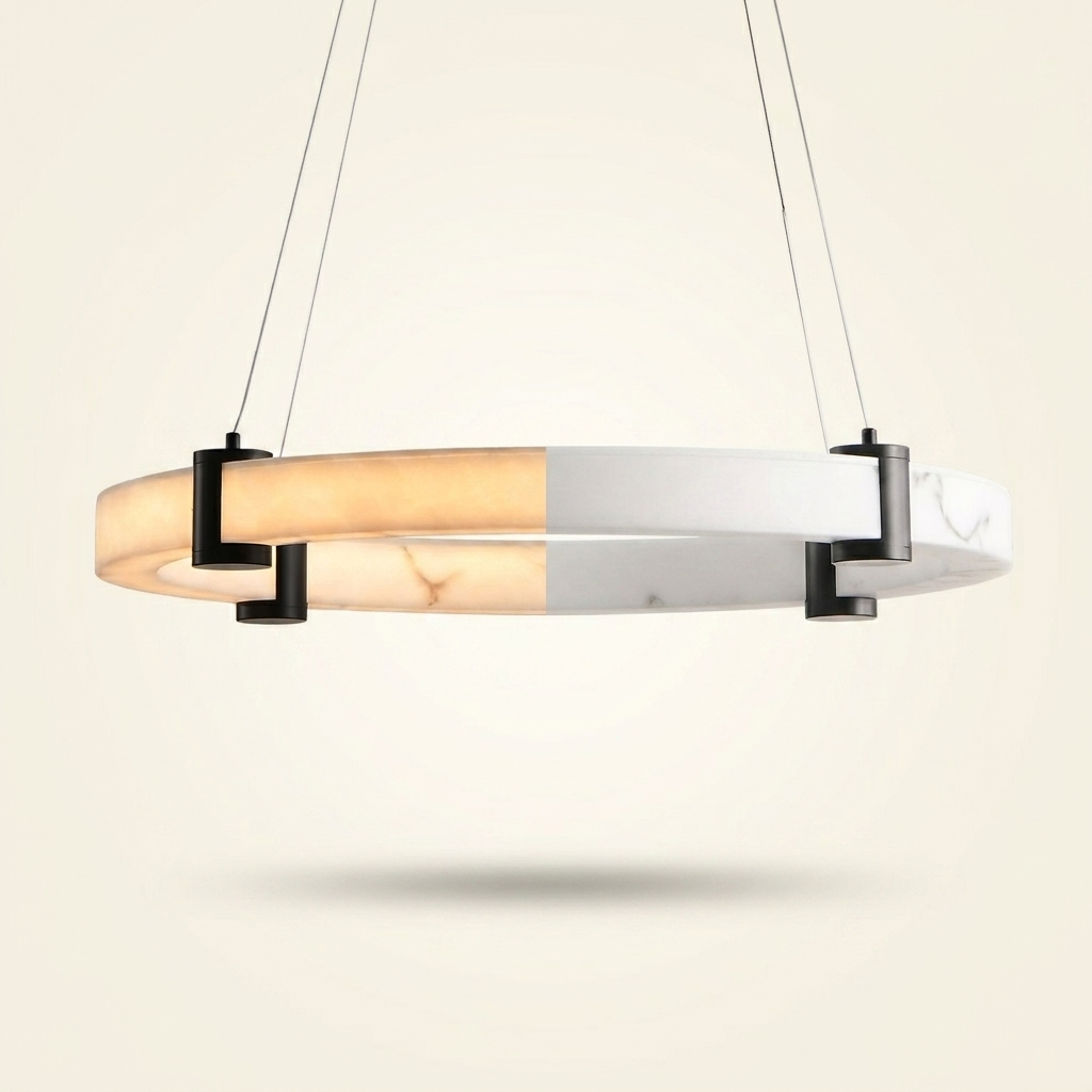 Modern LED Pendant Light on a warm cream background
