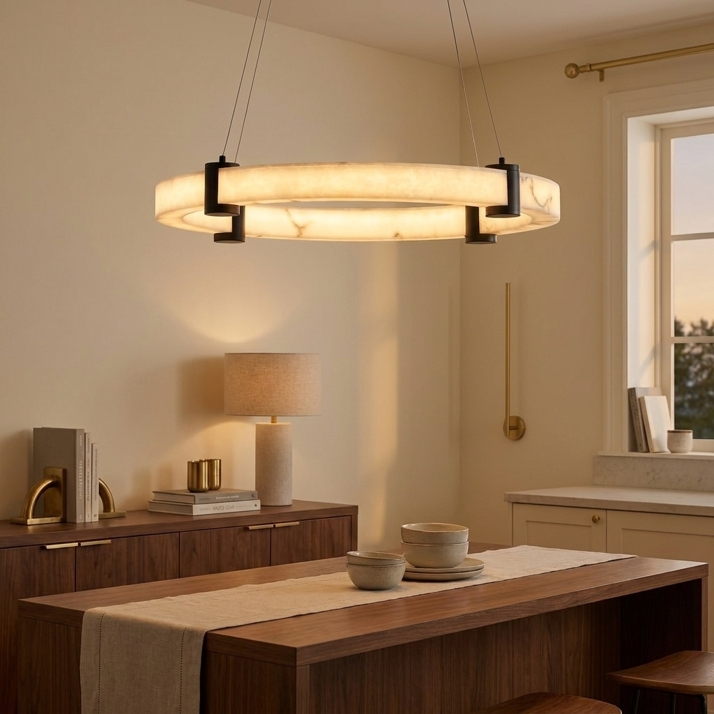 Modern LED Pendant Light styled in a warm modern interior