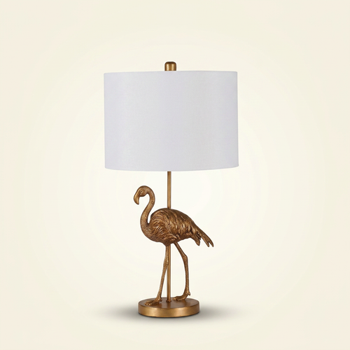 Gold Flamingo Table Lamp, Resin Sculptural Accent, 26 Inch