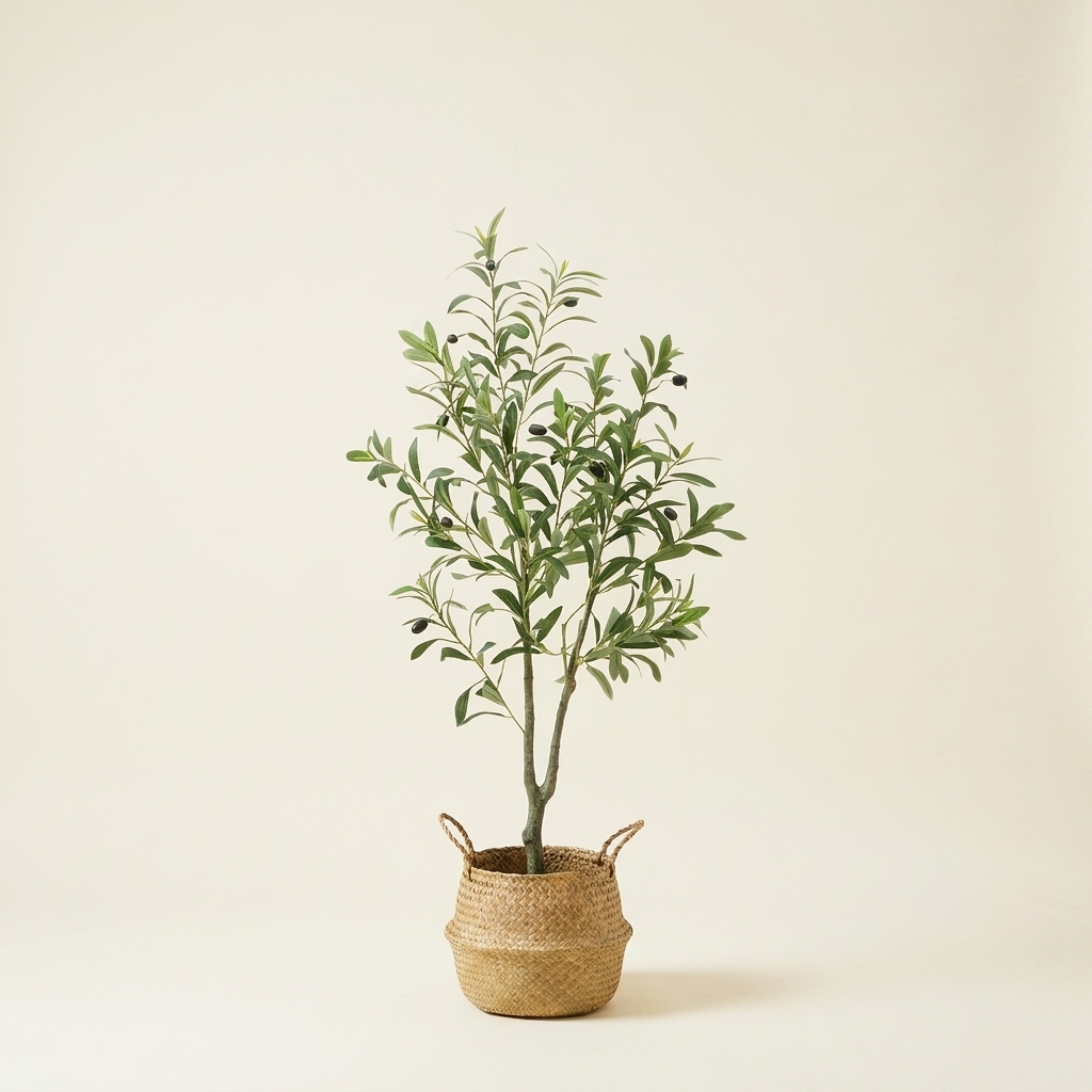 Artificial Olive Tree, Faux Potted Silk Floor Plant, Tall Indoor Tree