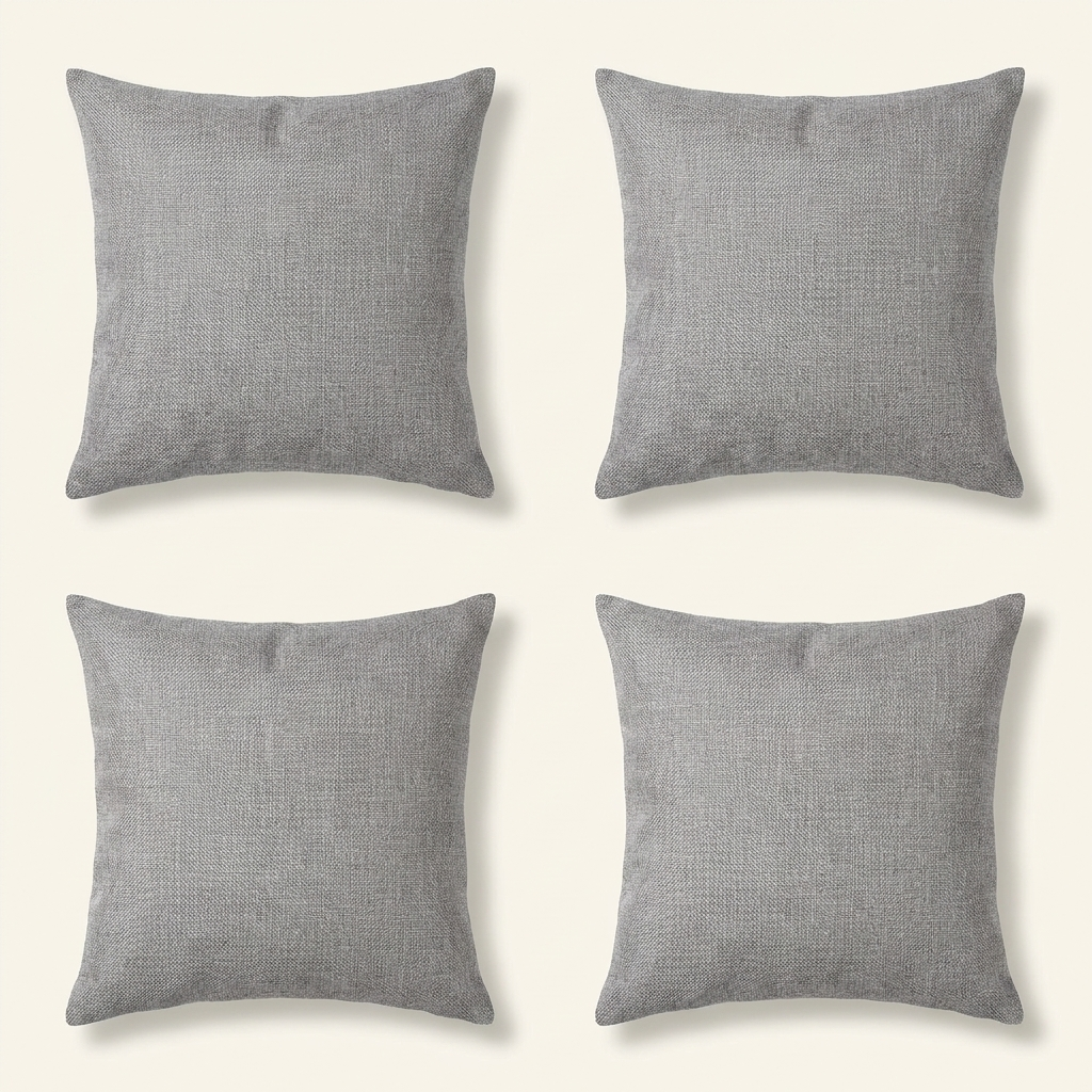 Set Of 2 Throw Pillow Covers Vintage Linen Trimmed Cushion Covers on a warm cream background