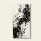 Large Framed Black And White Abstract Wall Art on a warm cream background