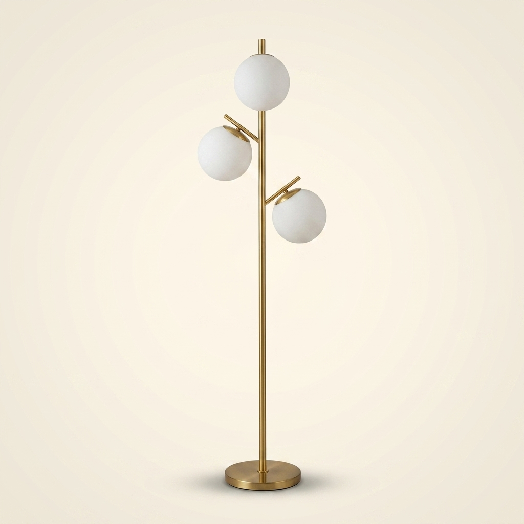 Modern 3-Light Tree Floor Lamp with Adjustable Globe Shades, Black