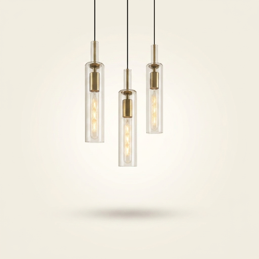 Gold Pendant Light, Modern Brass-Tone Ceiling Fixture