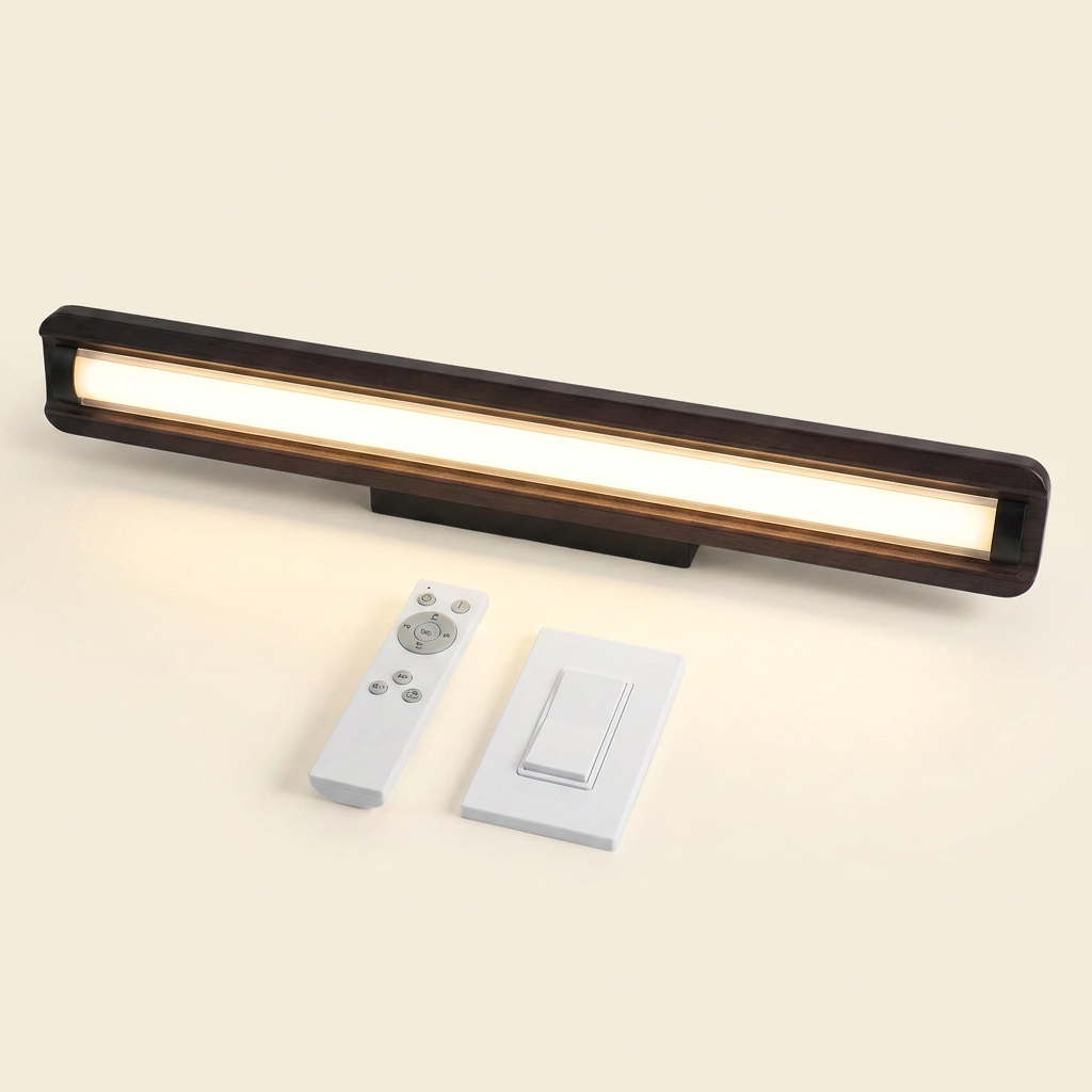 Walnut Wood LED Pendant Light, Linear 51 Inch, Dimmable