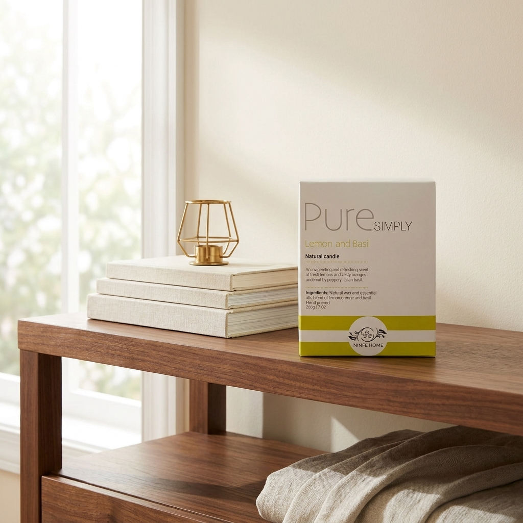 Bergamot Citrus Soy Wax Scented Candle styled in a room