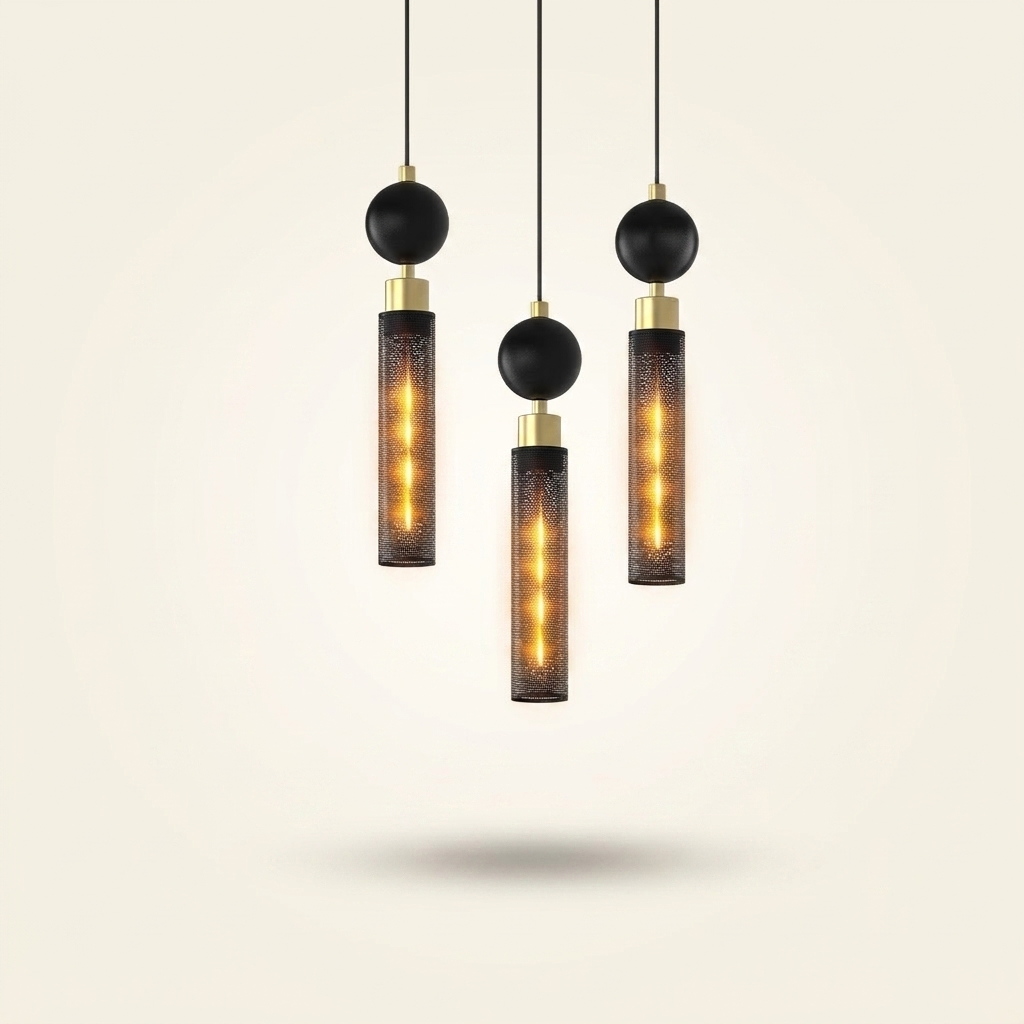 Modern Black Wrought Iron Pendant Light, Adjustable Kitchen Island Fixture