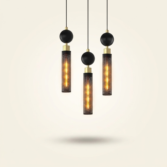 Modern Black Wrought Iron Pendant Light, Adjustable Kitchen Island Fixture