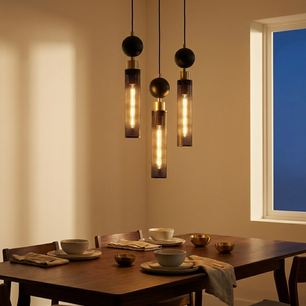 Modern Black Wrought Iron Pendant Light, Adjustable Kitchen Island Fixture styled in a room