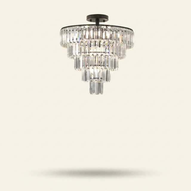 Large Black Crystal Chandelier, Modern Ceiling Light Fixture
