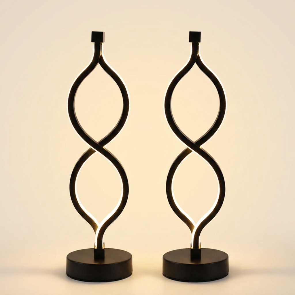 Modern Wave-Shaped USB Desk Lamp with 3-Color Dimmable LED Lighting