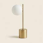 Modern Brass Metal Table Lamp with White Glass Globe Shade