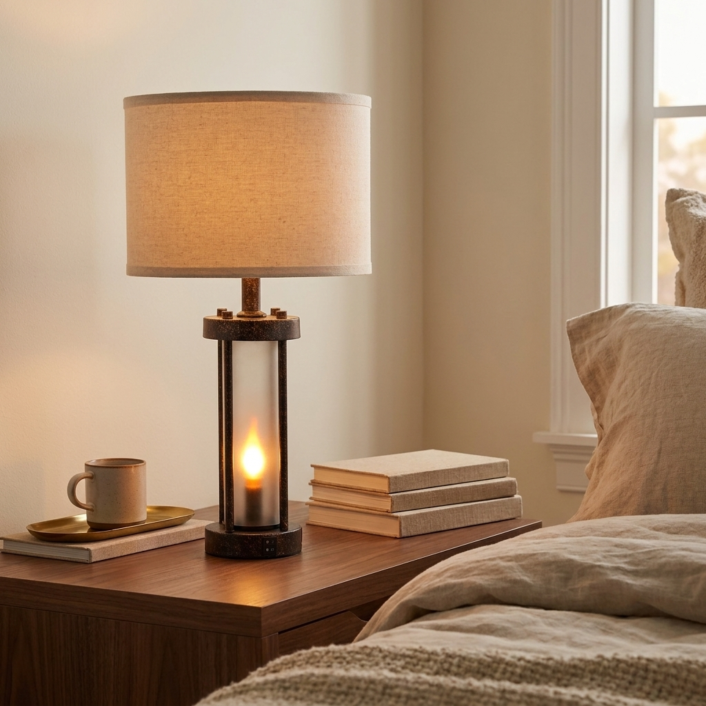 Farmhouse Bedside Nightstand Table Lamps with USB Charging Ports, Set of 2 styled in a room