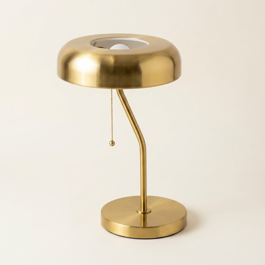 European Modern Metro-Style Nightstand Table Lamp, Gold Finish