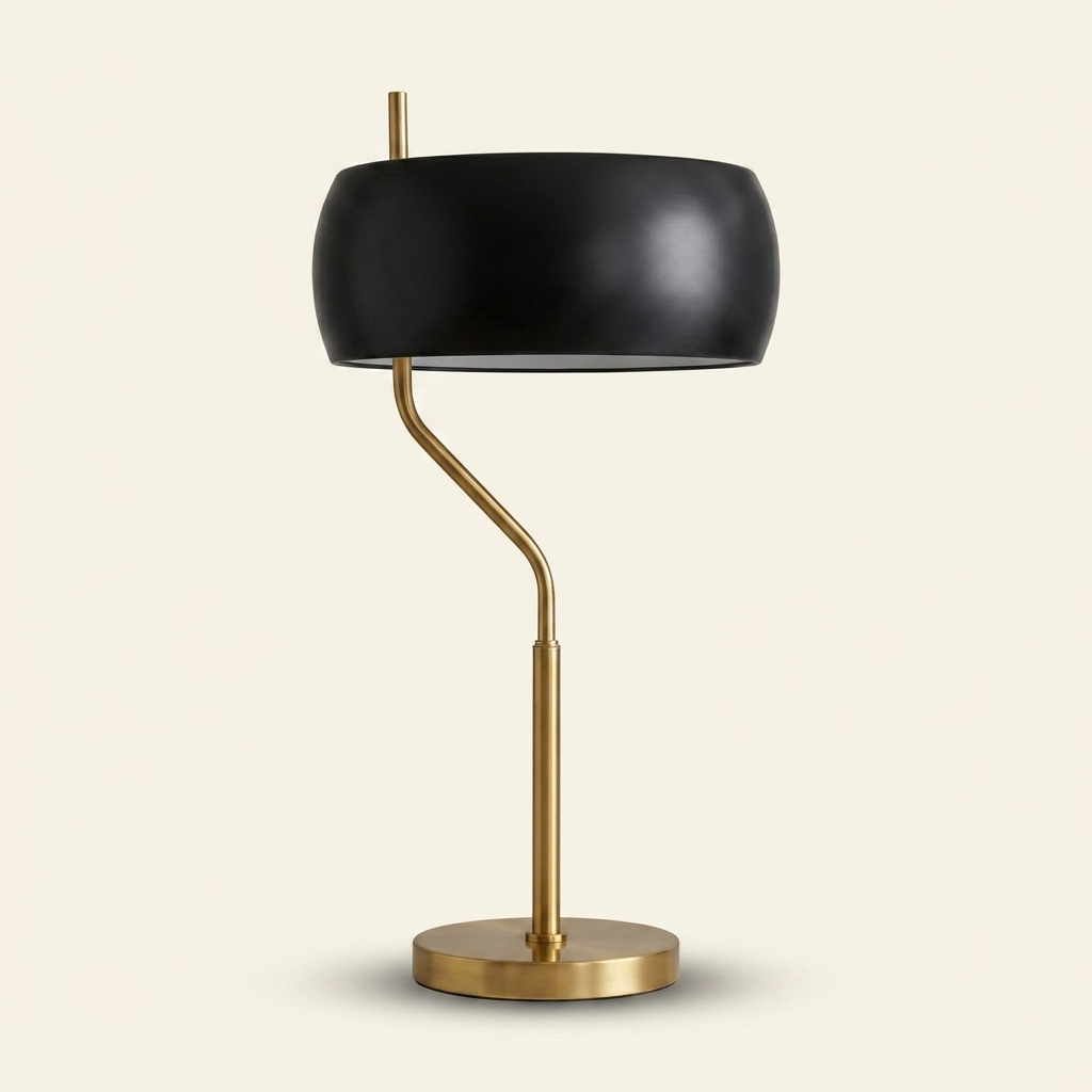 Small Minimalist Wooden Dimmable Table Lamp, Gold Accent