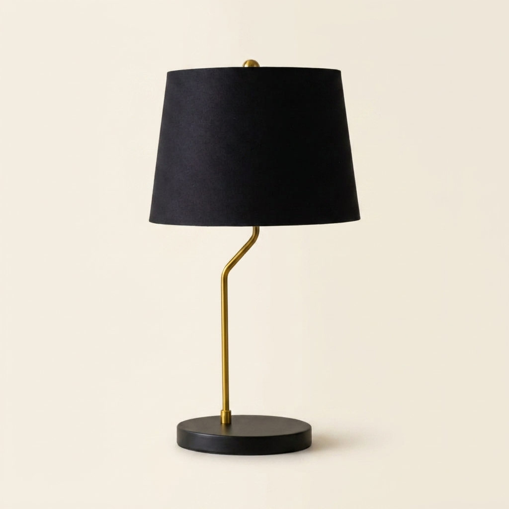 New Design Small Modern Stylish Desk Lamp In Stock In The United State on a warm cream background