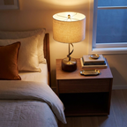 Bedside Bedroom Nightstand Desk Lamp Bedroom Study Lamps Solid Wood Cr styled in a warm modern interior