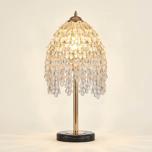 19 Inch Height Elegant Crystal Table Lamp Vintage Waterfall Design Wit on a warm cream background