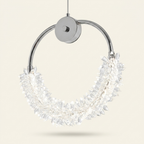 Modern Crystal Chandelier Bedside Lamp Cristal LED Hanging Bar Lightin on a warm cream background