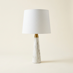 Enclave Hydro White Table Lamp With On Off Switch Faux Marble Base Fab on a warm cream background