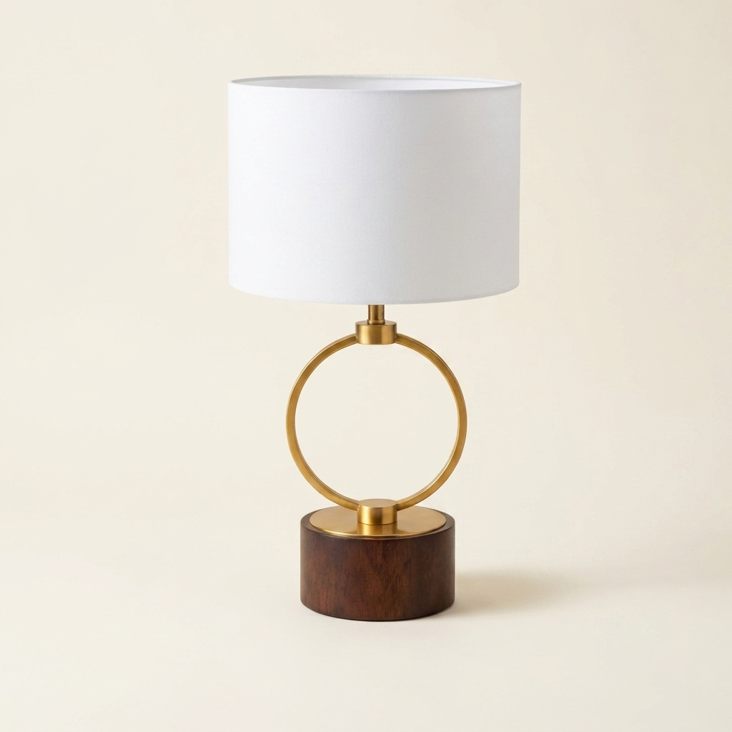 Nordic Grid Metal Table Lamp, Circular Warm Design, White, for Bedroom Nightstand