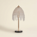 19 H Elegant Crystal Table Lamp Vintage Waterfall Design With Crystal on a warm cream background