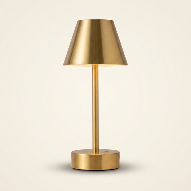 Rechargeable LED Table Lamp, Cordless Touch Switch, Antique Brass, for Bedroom