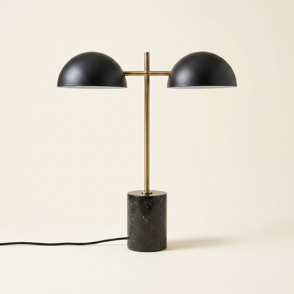 Black Table Lamp With On Off Switch on a warm cream background