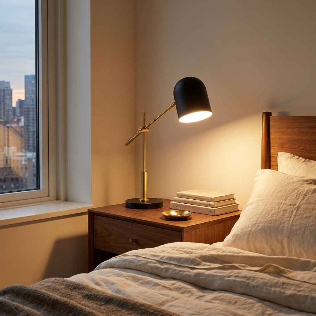 High Quality Hotel European Modern Bed Side Nightstand Decorative Led styled in a warm modern interior