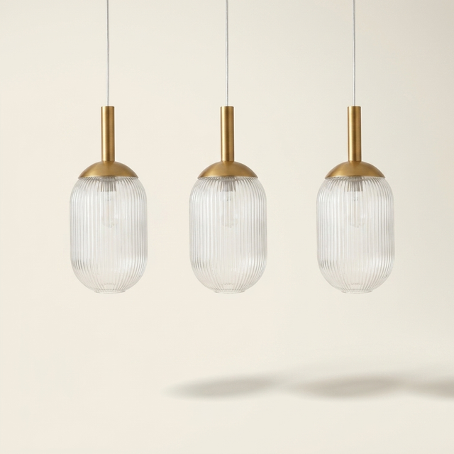 Modern Glass Pendant Light, Clear Shade Ceiling Fixture, Bronze, for Bedside