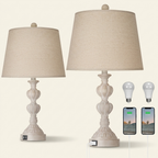 Touch Control Coastal Farmhouse Table Lamp Set Of 2 on a warm cream background