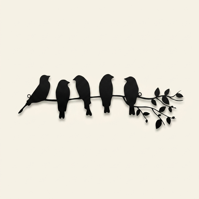 Metal Bird Wall Art Sculpture, Branch Silhouette Wall Decor for Living Room