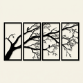 Luxury Metal Wall Art Decor Set Of 4 - Black Tree Of Life Sculpture on a warm cream background