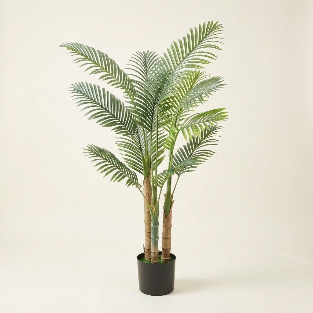 Artificial Gold Cane Palm Tree on a warm cream background