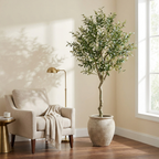 Artificial Olive Tree styled in a warm modern interior