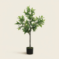 Artificial Laurel Tree, 37 in. Faux Potted PEVA Plant, Green, for Living Room Corner