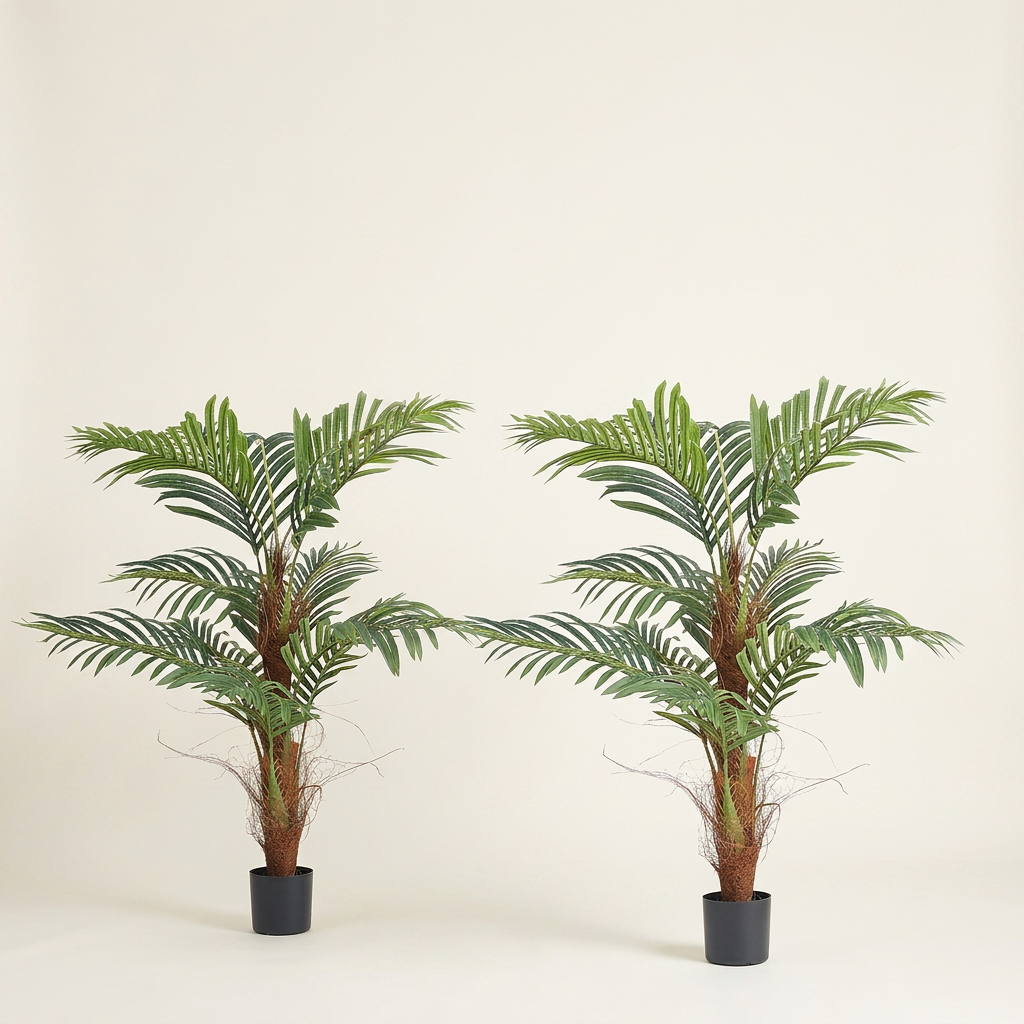 Artificial Palm Tree, Faux PE Potted Plant, Green, for Living Room Corner
