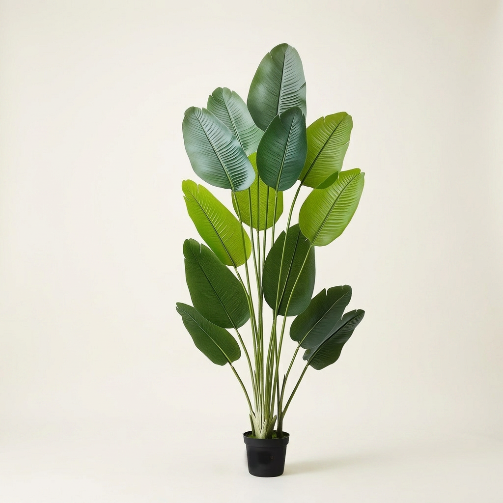 Artificial Bird of Paradise Tree, 6 ft Faux Potted Plant, Green, for Living Room