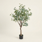Artificial Eucalyptus Tree, Faux PE Potted Plant, Green, for Living Room Corner