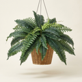 Artificial Fern Plant, Faux Potted Greenery Bush, Green, Set of 2, for Shelf Decor