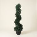 Artificial Spiral Cedar Topiary Tree, 3 ft Faux Plant, Dark Green, for Entryway